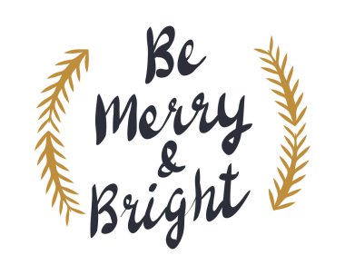 Altın çam dalları ile neşeli ve parlak metin olarak