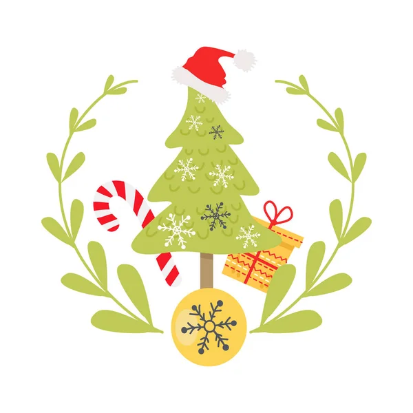 Mooie kerst Badge op witte achtergrond — Stockvector