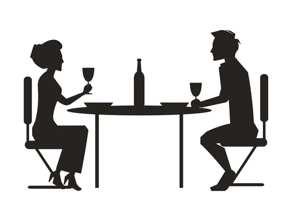 Couple Dining Together on Vector Illustration — Stock Vector