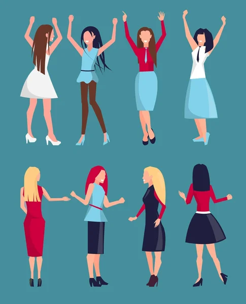 Set of Different Women Icons Vector Illustration — Stock Vector
