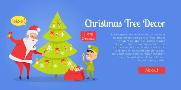 Χριστουγεννιάτικο δέντρο ντεκόρ Web Banner. Εικονογράφηση διάνυσμα — Διανυσματικό Αρχείο