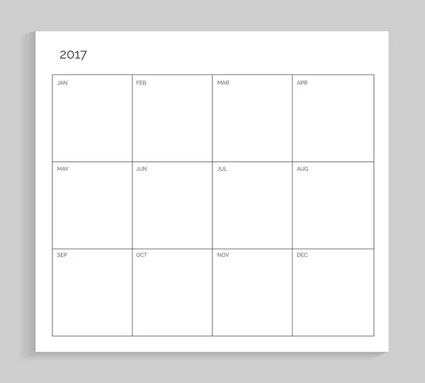 Empty Calendar Planning Sheet Vector Illustration — Stock Vector