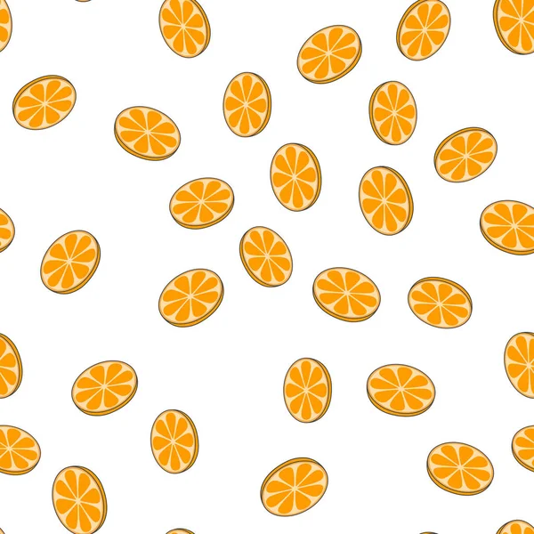 Patrón sin costura vectorial de naranjas en rodajas en blanco — Vector de stock
