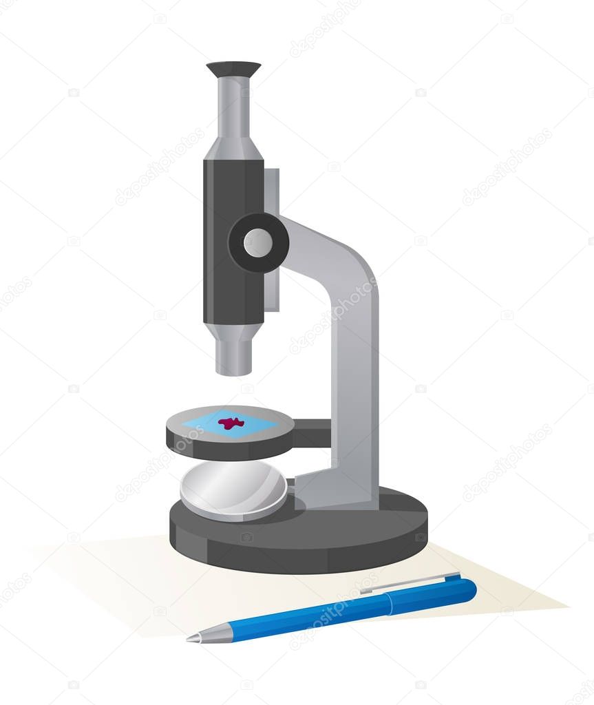 Microscope View from Left Isolated Illustration