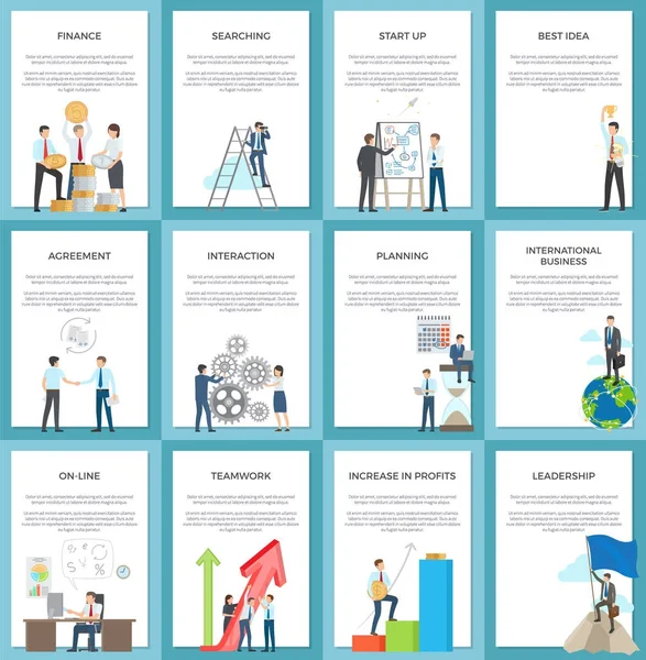 Zakelijke Posters beeltenis van hardwerkende werknemers — Stockvector