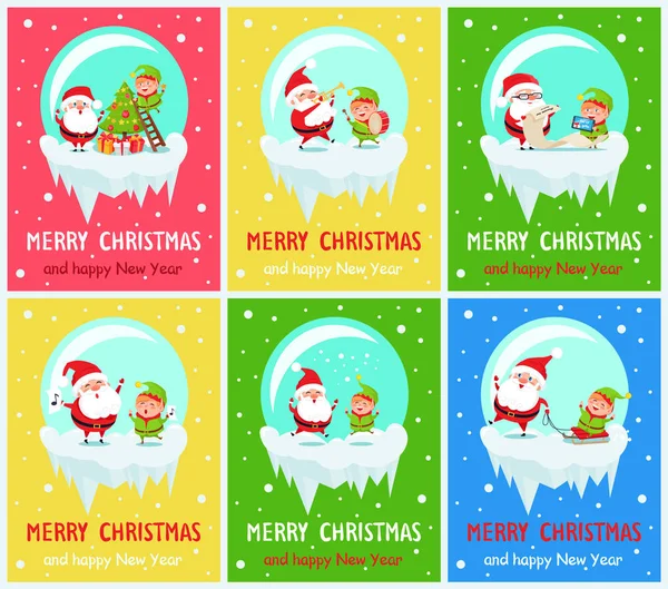 快乐圣诞节圣诞老人生活矢量插图 — 图库矢量图片