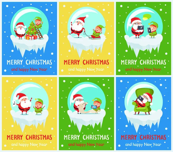 Merry Christmas Collection Vector Illustration — Stock Vector