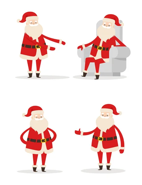 Set de gestos de Papá Noel, ilustración vectorial — Archivo Imágenes Vectoriales