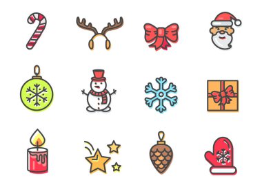 Vektör çizim Noel Tema Icons Set
