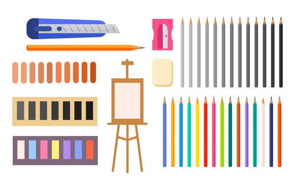 Collection of Art Supplies Icons Illustration — Stock Vector