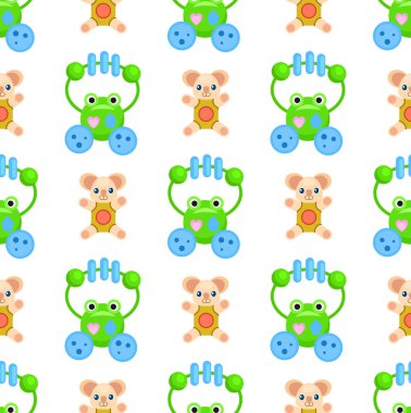 Kurbağa ve peluş ayılar oyuncaklar ile Seamless Modeli