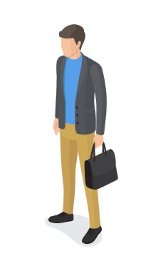 Adam gri ceketi, bej pantolon siyah evrak çantası