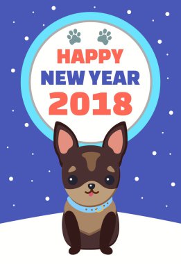 Mutlu yeni yıl köpek yaka vektör çizim ile