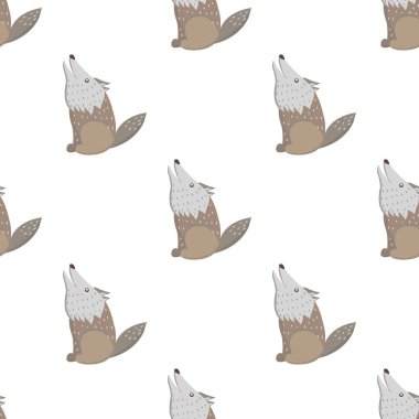 Çizgi film kurt Seamless modeli üzerinde beyaz vektör