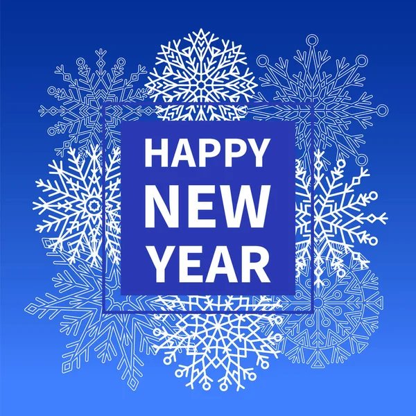 Felice anno nuovo copertina Design Poster con fiocchi di neve — Vettoriale Stock