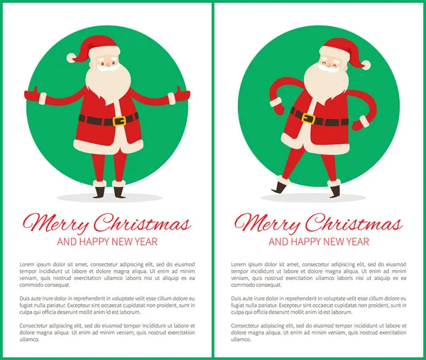 新年快乐圣诞海报与圣诞老人 — 图库矢量图片