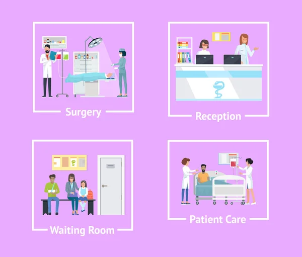 Surgery and Reception Pink on Vector Illustration - Stok Vektor