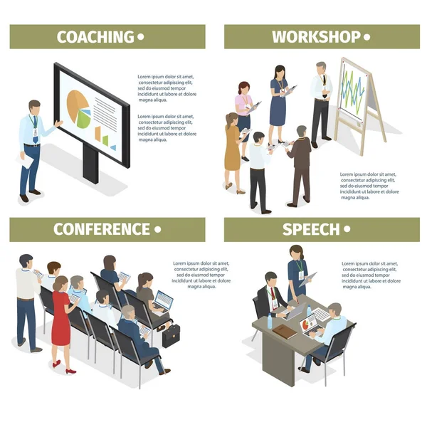 Coaching, Workshop, Conferência e Conjunto de Discursos —  Vetores de Stock