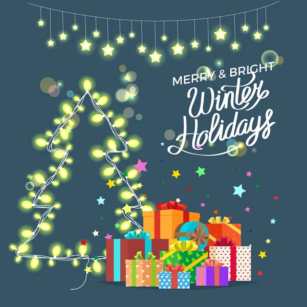 Merry Bright Winter Holidays Illustration vectorielle — Image vectorielle