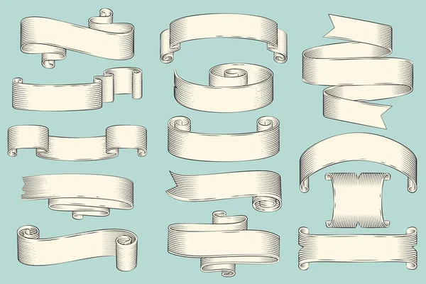 Bandes de papier vierges frisées pour le placement de signe — Image vectorielle