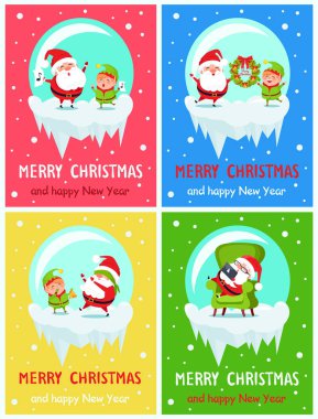 Merry Christmas mutlu yeni yıl Santa Elf afiş