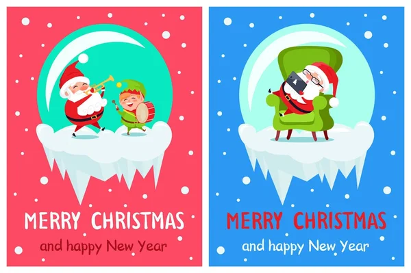 Feliz Navidad Personajes Vector Ilustración — Vector de stock