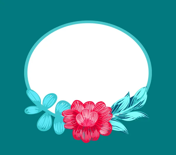 Blume und oval geformter Rahmen Vektor Illustration — Stockvektor