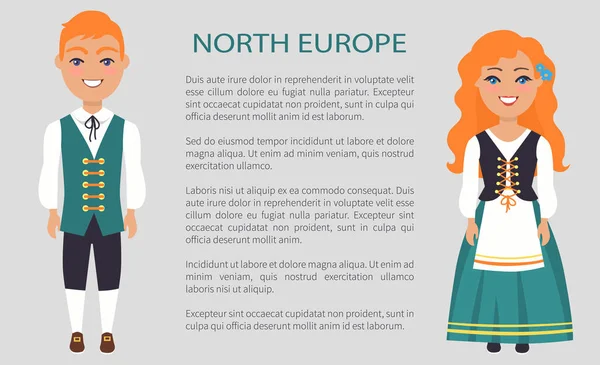 Norte de Europa Personas, Aduanas Vector Ilustración — Vector de stock