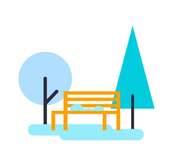 Bomen en Bench samenstelling vectorillustratie — Stockvector