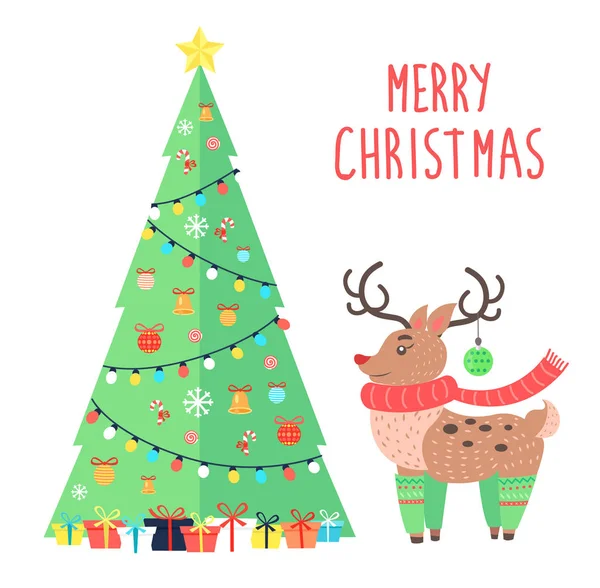 Поздравления с Рождеством от Карикатурных оленей — стоковый вектор