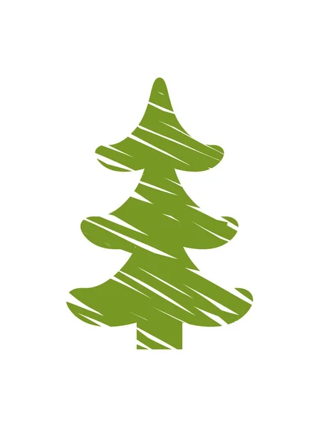 Kerstboom met witte lijn vectorillustratie — Stockvector