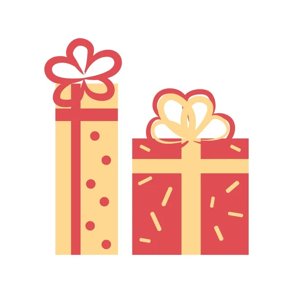 Cajas de regalo decoradas con arco Vector Ilustración — Vector de stock