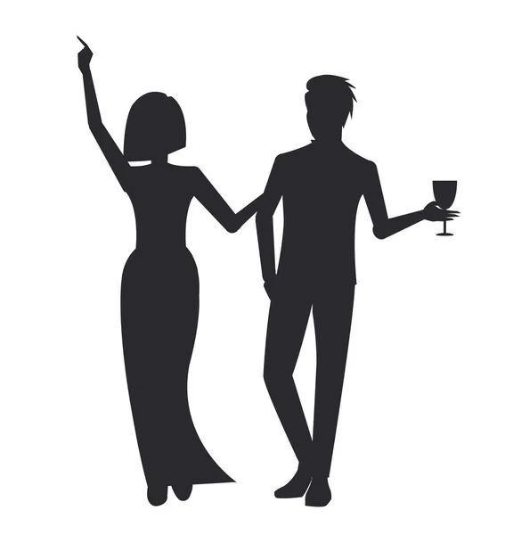 Glückliches Paar auf Party-Ikone Vektor Illustration — Stockvektor