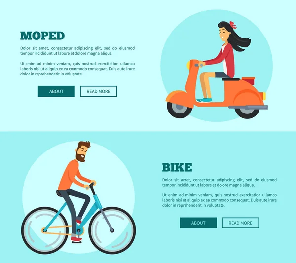 Motorower kontra ilustracja wektorowa porównanie rowerów — Wektor stockowy