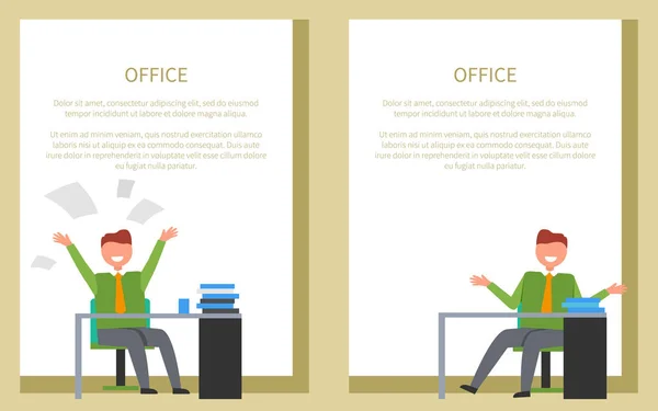Office arbetstagare affischer affärsmän på arbete Vector — Stock vektor