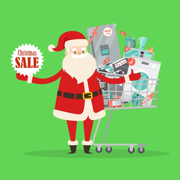 Vánoční výprodej od Santa Claus ve skladu — Stockový vektor