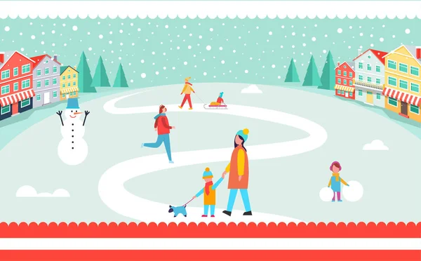 Εικονογράφηση διάνυσμα αφίσα χιονισμένο Winter Park — Διανυσματικό Αρχείο