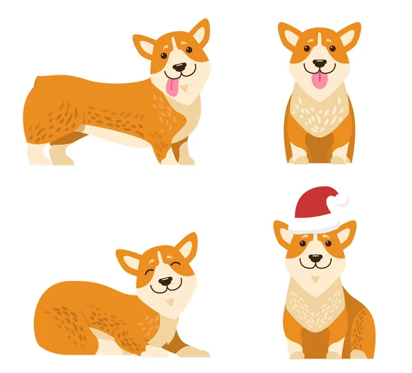 Hundar samling av ikoner, vektorillustration — Stock vektor