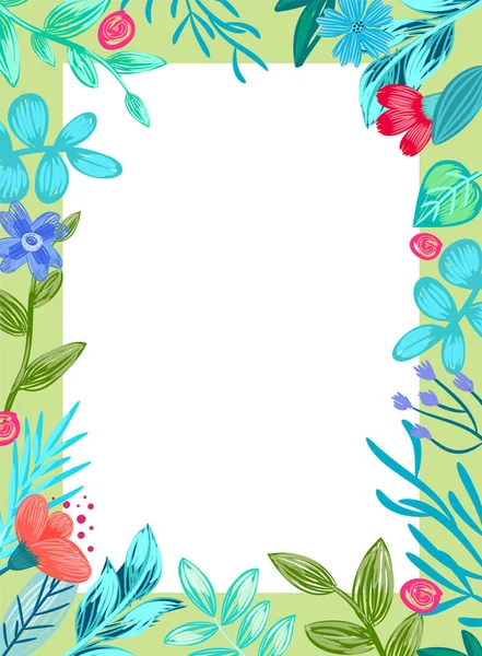Rahmen mit Blumen und Blättern Vektor Illustration — Stockvektor