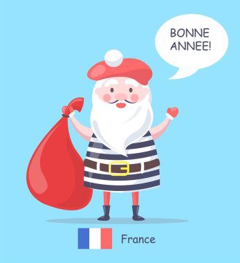 Fransa ve Noel Baba tasarlamak vektör çizim