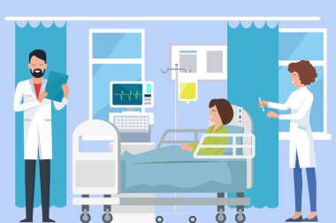 Doktor vektör çizim hasta kontrol etmek