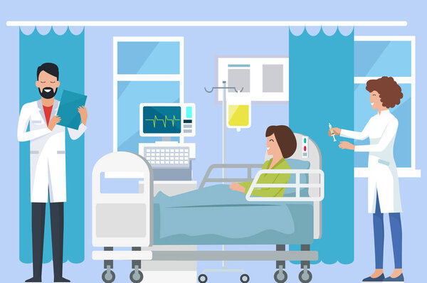 Проверка пациентов на векторной иллюстрации
