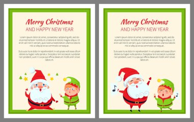 Merry Christmas ve Santa vektör çizim