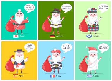 Japonya ve Alman Noel Baba vektör çizim