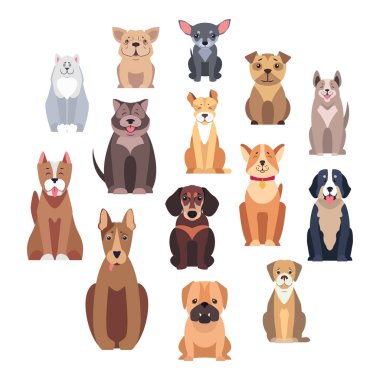 Köpek doğurmak izole illüstrasyonlar Set çizgi film