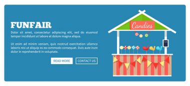 Lunapark Poster ile Pazar şekerler Counter, vektör