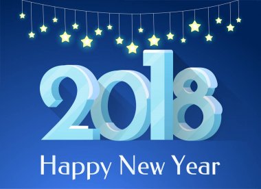 Happy New Year Banner, yıldız vektör çizim