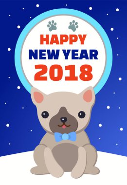 Happy New Year ve sembol köpek vektör çizim