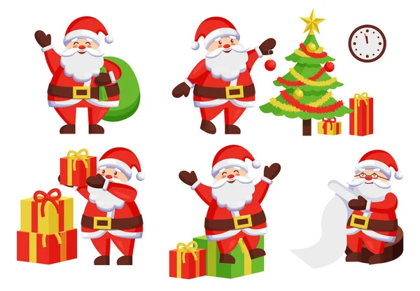 Santa Claus activiteiten Vector Illustratie Poster — Stockvector