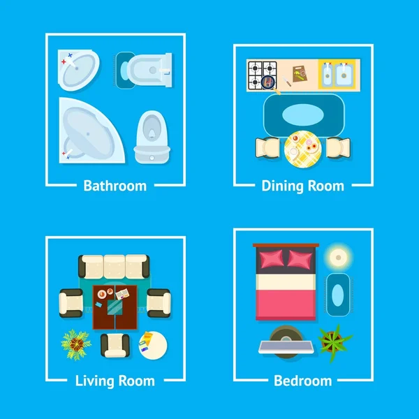 Wohnung plan innenarchitektur vektor illustration — Stockvektor